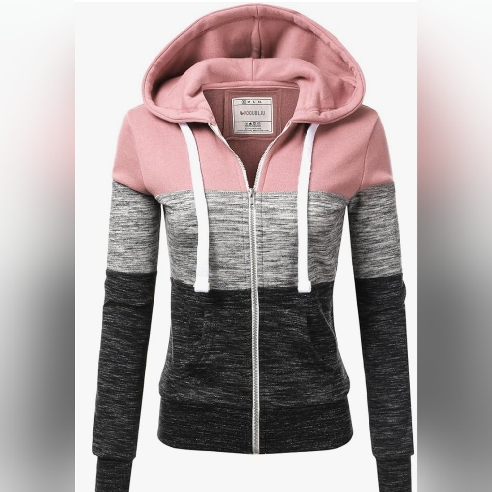 DOUBLJU Lightweight Thin Zip-Up Hoodie Jacket for Women size 2XL